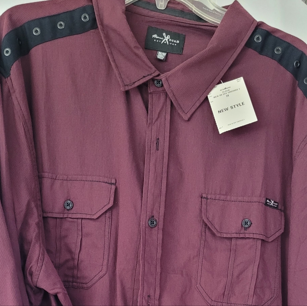 Marc Eckō Men's Long-Sleeve Modern Shirt 3X, DK Berry
